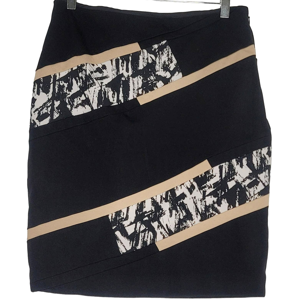 White‎ House Black Market Pencil Skirt Size 6 Black White Beige